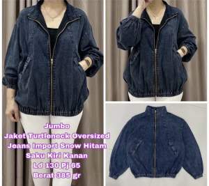 JAKET TURTLENECK JUMBO POLOS BAHAN SOFT DENIM PREMIUM (LEMBUT) DIJAMIN BAHAN BAGUS DAN JUMBO (KETERANGAN LD ADA DI FOTO)