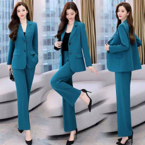 Niceaay Single Suit Womens Summer plus Size Korean Style Temperament Pure Color blazers for women formal Wide Leg Pants Two Piece Suit Denim Pant Suit Nice Shirt - Lazada