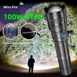 Đèn Pin Chiến Thuật Siêu Sáng 20000LM Đèn Pin LED 100W Có Thể Sạc Lại USB Tầm Xa 500m Chống Nước Với 4 X 1861350A Pin Đi Kèm