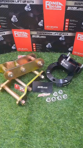 F-One Shark FOS Paket Suspension Lift Kit Spacer Peninggi Depan Aluminium 6061-T6 Anting Per Daun Belakang Toyota Hilux Revo | Heavy Duty Premium Original