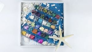 12 Grids/Set Tidak Teratur Shell Kuku Abalone Fragmen Slice Slider Batu Fragmen Shimmer DIY Paillette