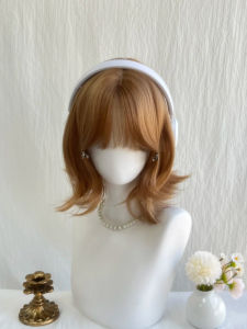 Champagne Short Hair Wig Womens Korean Style Personality Daily Whole Head Dopaamine JK Full Head Cover Sweet Style Face Shape Correction