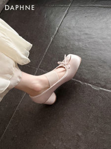 Daphne | Black Mary Jane Womens Square Toe French Style Block Heel Ballet Single Shoes
