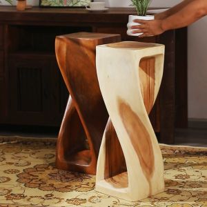 ไม้จริงแกะสลักดอกไม้ยืนกว้าง 30 สูง 75 ซม. เหมาะสำหรับวางบอนไซในร้านกาแฟของโรงแรม