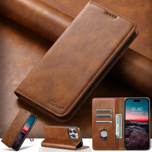 SUTENI Leather Wallet Flip Cover Mobile Phone Case Card Holder For iPhone 16 15 14 13 12 11 Pro Max Plus Mini SE3 XS XR