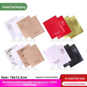 Food Grade Pure Aluminum Foil Coffee Bag Hang Ear Packaging Bag Matte Finish 100 Pieces Coffee Filter Paper for Coffee Shop