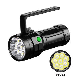 Outdoor 40000 Lumens Ultra Bright Flashlight High Power LED Torch With Smart Fan-cooled USB Rechargeable Flash Light Emengency