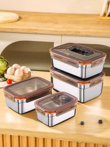 Food Grade Portable Stainless Steel 316 ness Preservation Box with Lid for Taking out Fruits Lunch Box Sealed Storage Container
