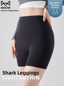 MiiOW | High-Waist Yoga Bottoms Womens Summer New Style Sharkskin Capri Pants Tummy Control Butt Lifting Gym Shorts Safety Pants