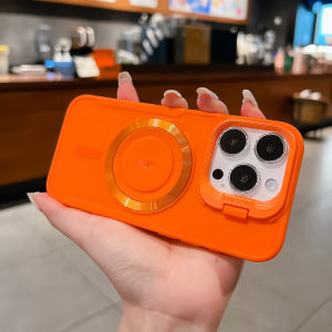 Lens Holder Magnetic Phone Case For iPhone 16 17 15 14 13 12 11 17 Pro Max Air For Magsafe Wireless Charge Soft Shockproof Cover