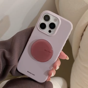 Wine Red Round Bracket Purple Soft Case for iPhone 12 13 14 15 16 17 Pro Max Casing Anti-Fall Cover for iPhone 13 Case