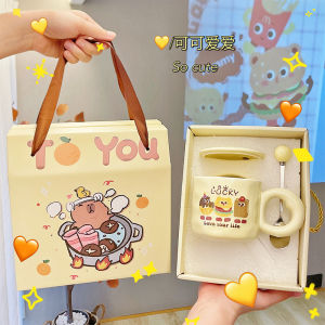 Birthday Gift Girl Cute Coffee Cup Ceramic Mug with Lid Girlfriends Gift Practical Gift Box