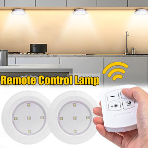 5LEDS Wireless Cabinet Light Remote Control Dimmable Night Light Battery Powered Kitchen Bedroom Wardrobe Decorative Wall Lamp