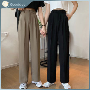 【Malaysian stock】Suit Pants High Waist Slimming Korean style suit pants High Waist  Womens Spring Loose All-match Drape Straight Wide Leg Trousers休闲直筒裤女