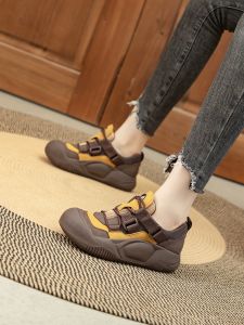 Spring Autumn Large Size Womens Shoes 41 to 43 Outdoor Wear Wide And Plump Thick Bottom Small Cute Big Head Single Shoes
