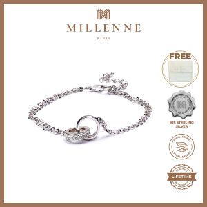 MILLENNE Made For The Night Forever Linked Cubic Zirconia White Gold Bracelet with 925 Sterling Silver