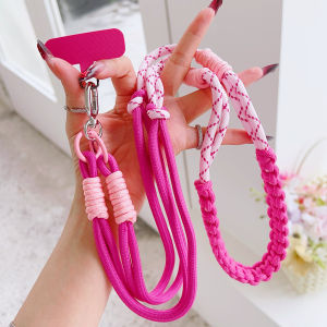 Hand Woven Fried Dough Twists Lanyard Fixed Card Color Contrast Diagonal Shoulder Lanyard Mobile Phone Lanyard Durable Lanyard