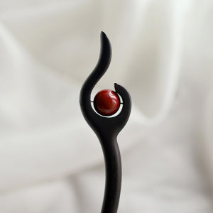 Black Ebony Hairpin Traditional Chinese Style Womens Fashion Hair Accessories for Qipao Updo Simple Daily Hairpin