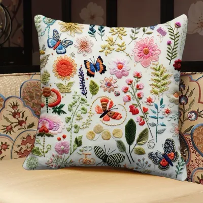 Removable Cover Square Pillowcase Sofa Living Room Decor Digital Print Pattern Floral Faux Leather Couch Cushion Case