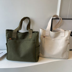 Thickened Canvas Tote Bag Original Design Simple Versatile Commuter Casual Artistic Student Single Shoulder Handbag
