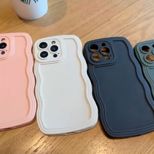 Phone Case For iPhone 15 14 13 12 11 Pro Max XR X 7 8 6 6S Plus XS Max SE 2020 Macaron Wave Frame Cover