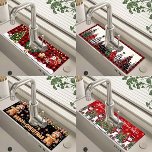 Christmas Kitchen Diatomaceous Earth Mat Faucet Absorbent Mat Home Bathroom Kitchen Countertop Accessories Christmas Decor 2025