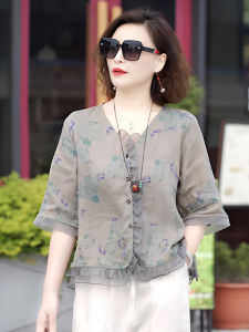 Moxueer | Áo Tay Ngắn Giảm Tuổi Elegent Cho Phụ Nữ Trung Niên