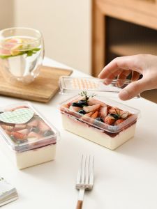 Japanese-Style Tiramisu Box Disposable Rectangular Multi-Layer Soymilk to-Go Box Strawberry Cake Takeaway Box