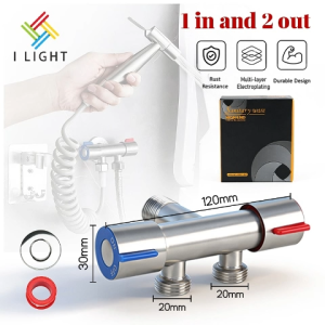 304 Stainless Steel One Inlet And Two Outlets Double Switch Angle Valve Three-way Water Separator