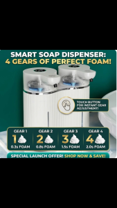 [SG Stock] Double Automatic Soap Dispenser | 800ml/27oz Foaming + Liquid 2-in-1 System | 2400mAh Rechargeable | 4 Levels Adjustable | IPX6 Waterproof