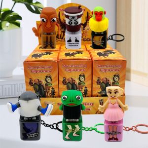 3DNew Tralalero Tralala Tungtungtung Wooden Stick Man Button Keychain with Luminous Pendant - Anime Peripheral Decor Gift Toys