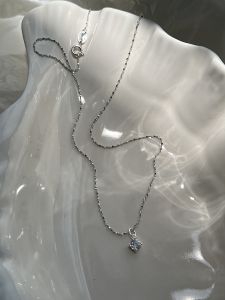 S925 Sterling Silver Necklace Womens Mini Single Diamond Design Simple Elegance Clavicle Chain High-End Feeling Versatile Neck Chain