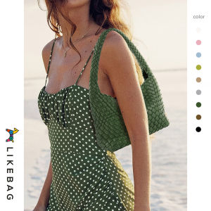 ผู้หญิงกระเป๋าแฟชั่นทรง ครูเครื่องทรงจีบถุงถักใหม่ ลองดับไหล่ PU