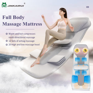 Jinkairui Full Body Airbag Massage Mat 20 Massage Balls Neck and Kneading Massage Mattress with 12 Airbags Vibrating to Relax Kneading Heating Vibrator for Neck Shoulder Back Leg Pain Relief Whole Body Massage Machine Mattress