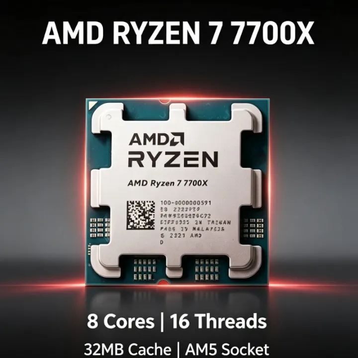 AMD | Ryzen 7 7700X R7 7700X AMD Processor 8‑Core 16‑Thread 4.5GHz 5NM 32MB L3 Cache Socket AM5 Without Stock Cooler
