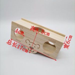 Real Wood Hamster House Double Layer Villa Swing Bed Toy Durable for Biting Golden Retriever Small Pet Shelter Hideout