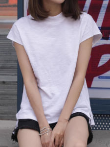 Summer Bamboo Cotton Loose Short Sleeve T-Shirt Womens Top High Collar Korean Style Base Shirt Pure Cotton Half High Collar