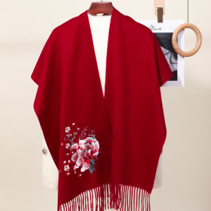 100% Wool Scarf Shawl Two-In-One Womens Autumn Winter Cheongsam Outerwear Moms 2025 New Headscarf Warm Neck Warmer