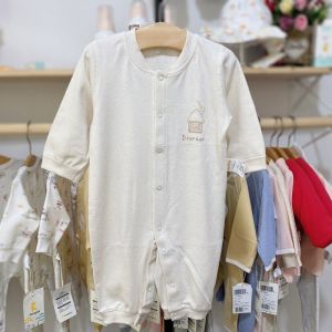 Pure Cotton Romper Bodysuit for Baby Boys And Girls Spring Autumn Season Long Sleeve Stand Collar Innerwear Harem Pants