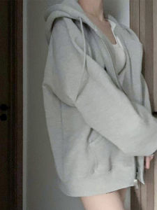 Gray Hooded Autumn Winter Sweater Outwear Womens Spring and Autumn Early Autumn Wear Early Autumn Chic2024 New Arrival Best Selling Tops