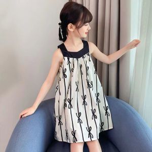 Little DR Dress for Kids Girls Summer Black Princess Skirts Korean Sleeveless Thin Suspender Dresses Teenage Fashion Casual 12 Years Frock Children Baby baju raya budak perempuan