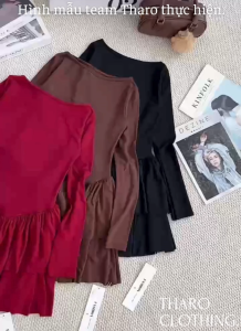 Đầm Nữ Cổ Thuyền Nhún 2 Tầng - Tharo Clothing [DAM0075]
