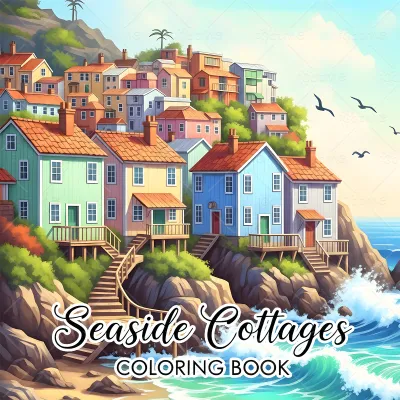 Seaside Town Coloring Book for Adults Bold Easy Scenic Patterns Relaxation Stress Relief DIY Painting Drawing Book Perfect Gift