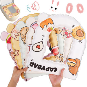 Kawaii Capybara Toilet Seat Cushion U shape Toilet Seat Bathroom Toilet Seat Pad Toilet Lid Mat with Handle