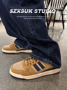 SZXSUK Wheat Color Low-Top Casual Deoxynucleotide Shoes Mens Retro Style Couple Sneakers Korean Version Cloth Lining