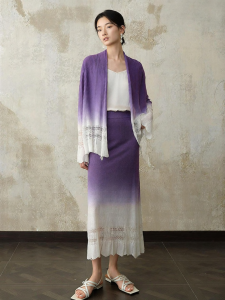 Lace Hollow Out Gradient Knit Cardigan Autumn New
