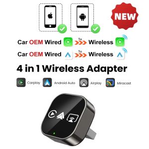 Kebidumei | 2026 Upgrade 4 In1 Wired to Wireless CarPlay Android Auto AirPlay Mirror Link Stable Bluetooth Adapter For Audi Benz Toyota VW