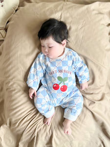 Pure Cotton Long Sleeve Baby Romper Suit Boys Crawling Suit Sleepwear Newborn Outfit Fall Season Suitable for 0-2 Years Old