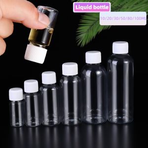 10-100ml White Nut Pet Round Plastic Transparent Bottle Can Be Filled with Lotion Cosmetics Sealing Liquid Sub Bottle