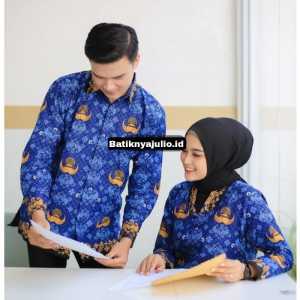 Batik Korpri Cewek Terbaru 2022 Full Furing Bahan Katun 40s Krah Hitam Sesuai Edaran Pemerintah Lengan Panjang